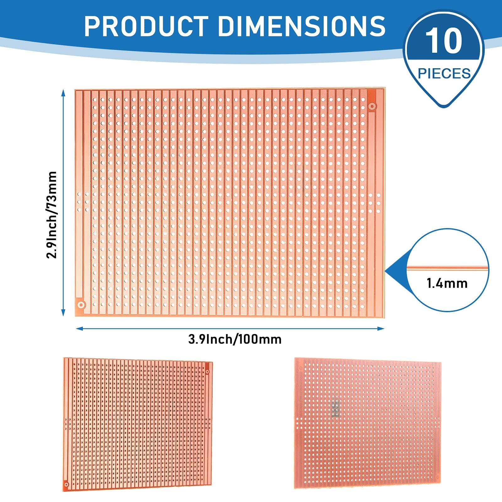 10 PCS 73mm x 100mm PCB Board Prototype Kit Protoboard Copper Strip Board…