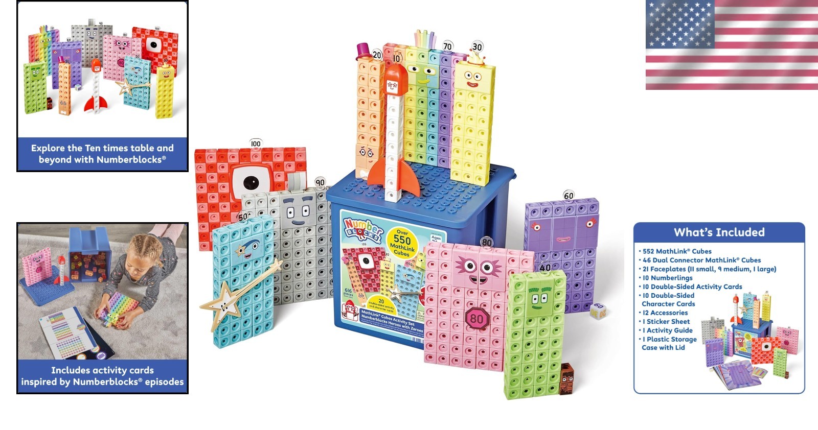 Numberblocks Heroes MathLink Cubes Set