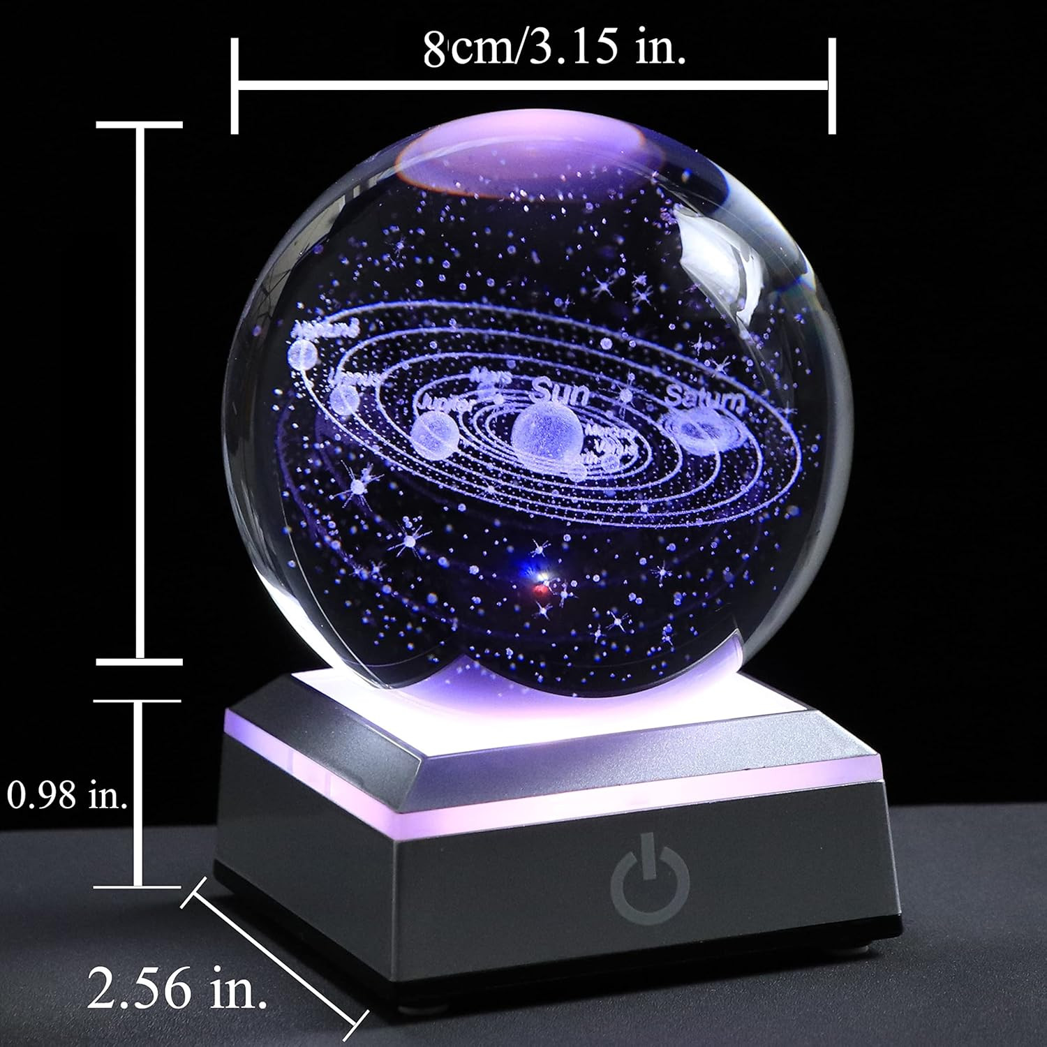 3D Solar System Model Crystal Ball 80Mm 3.15Inch – Outer Space Astronomy Gifts R