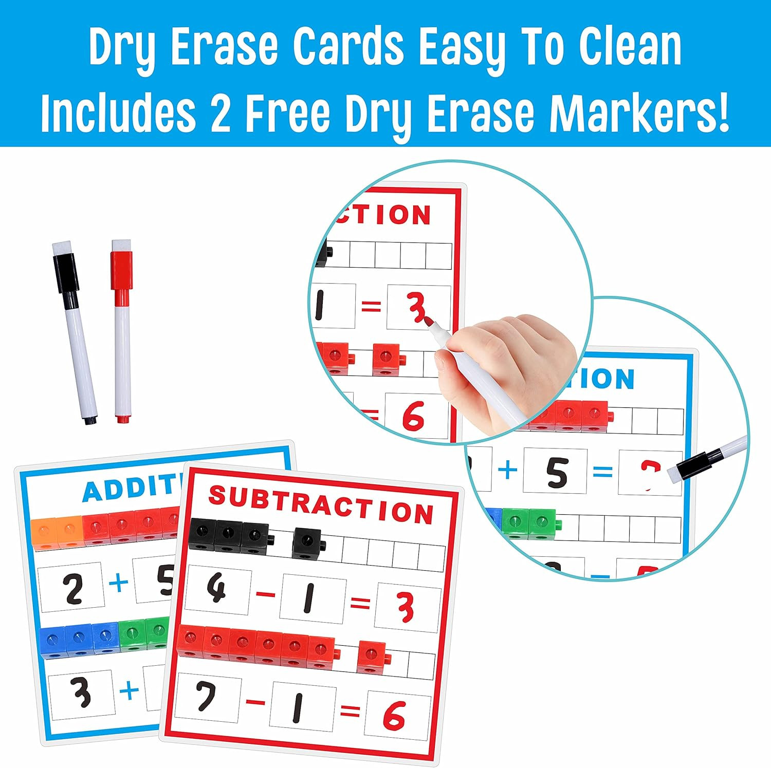 Math Linking Cubes, Math Cubes Manipulatives with Activity Cards Linking Cube Ma