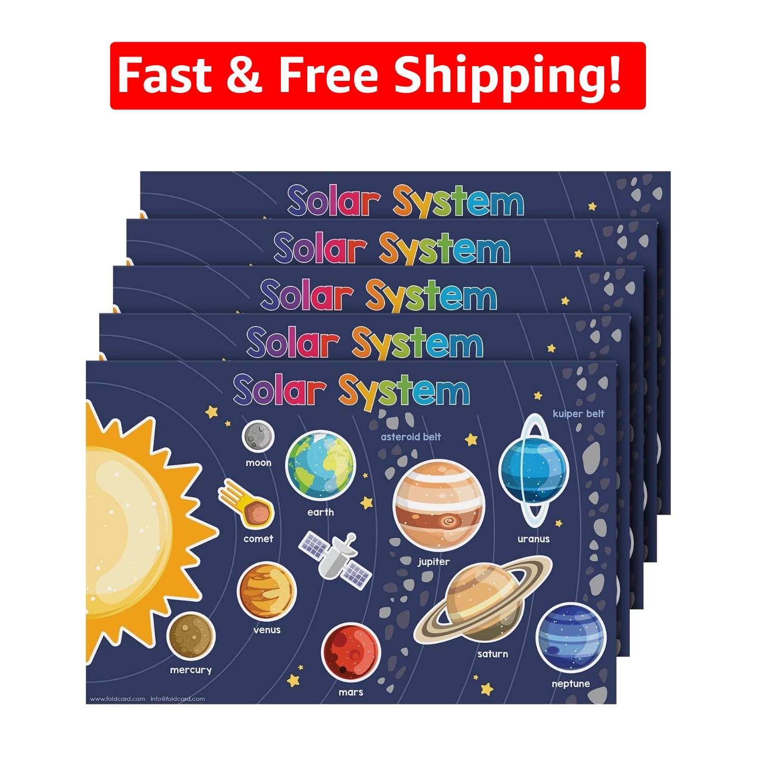 Engaging Solar System Educational Posters – Glossy Finish | 11″ x 17″, Set of 5