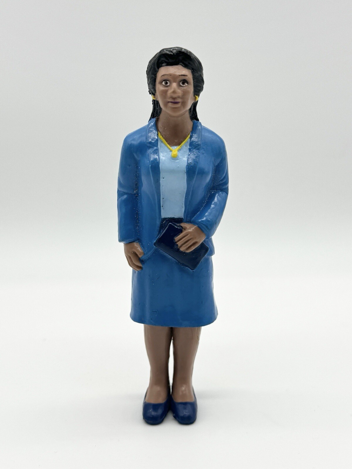 Vintage Business Woman African American Figurine Doll 5” Community Block People