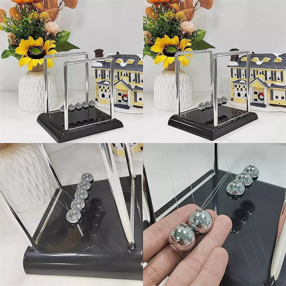Metal Pendulum Ball Desk Table Decor Physics Science Pendulum Newton Ball Steel