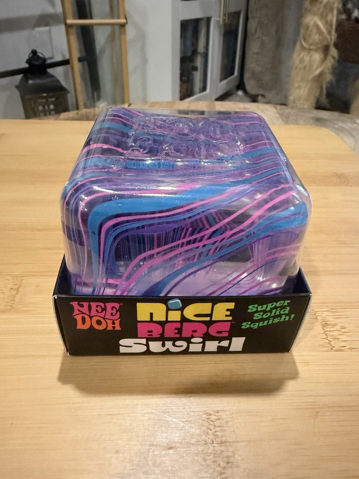 NeeDoh Nice Berg Swirl, XL Giant Nee Doh Squishy Swirl Cube Pink, Purple, & Blue