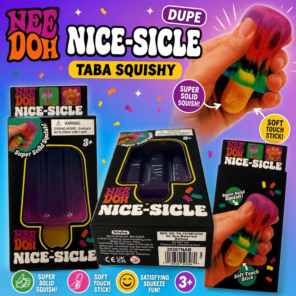 NeeDoh Nice-Sicle Popsicle DUPE Taba Squishy [Purple]
