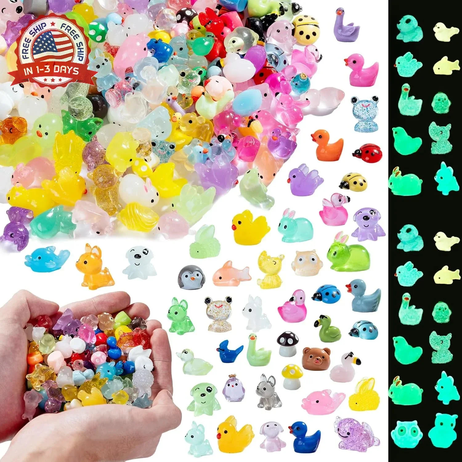 150 pcs Mini Resin Animals 150 Styles Variety Tiny Animals Figures Miniature Lit