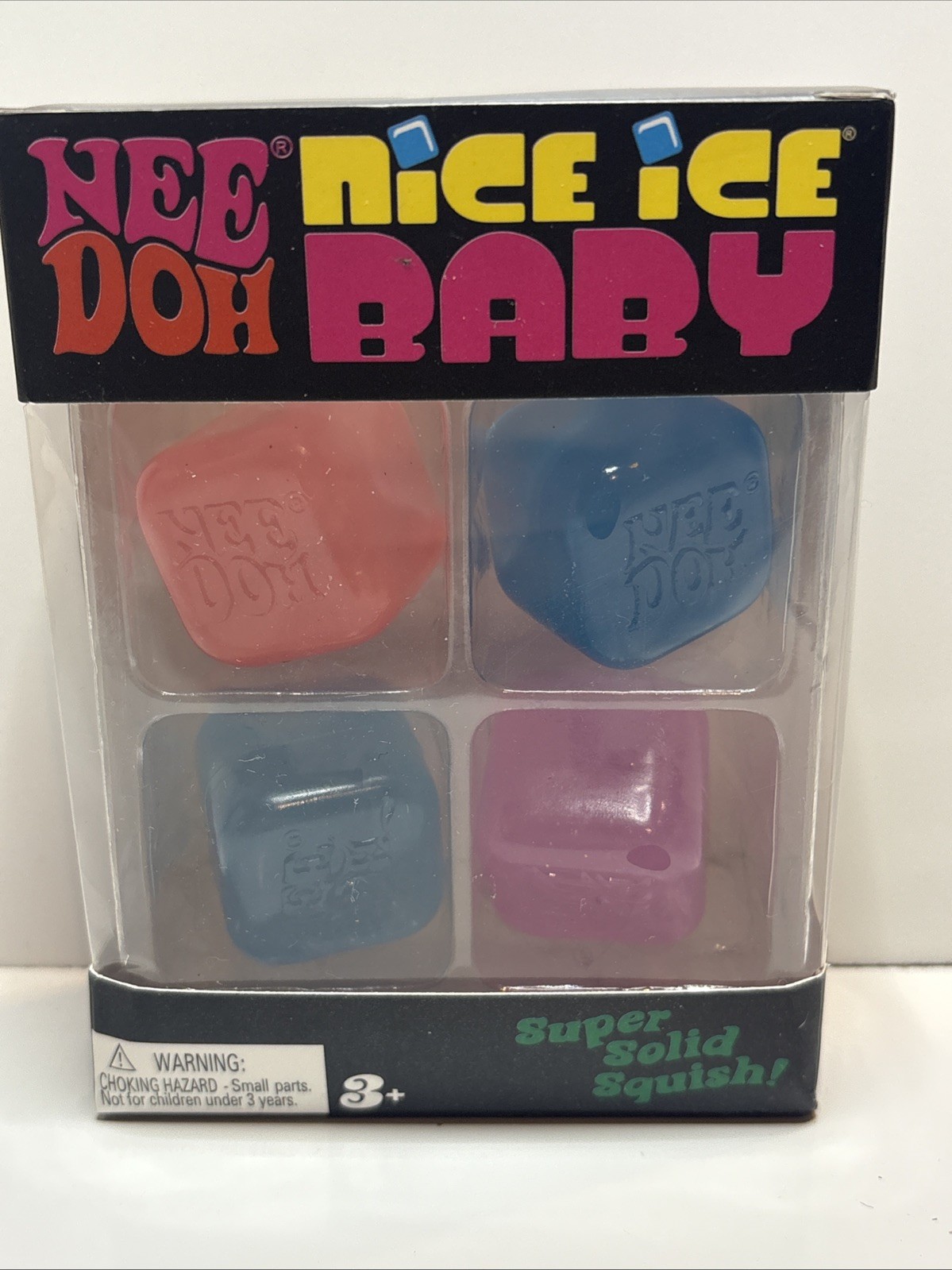 NeeDoh Nice Ice Baby 4 pack, Set of Four Nee Doh Mini Nice Cube Pink Blue Purple