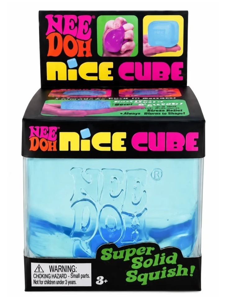 Nee Doh Nice Cube BLUE ICE Super Solid Squish Authentic NEW Needoh