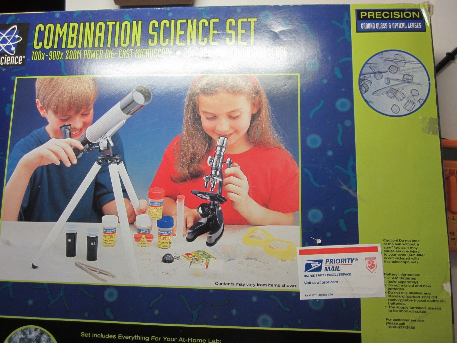 Toys R US EDU Combination Science Set Kit Telescope X40 Microscope X900 Combo