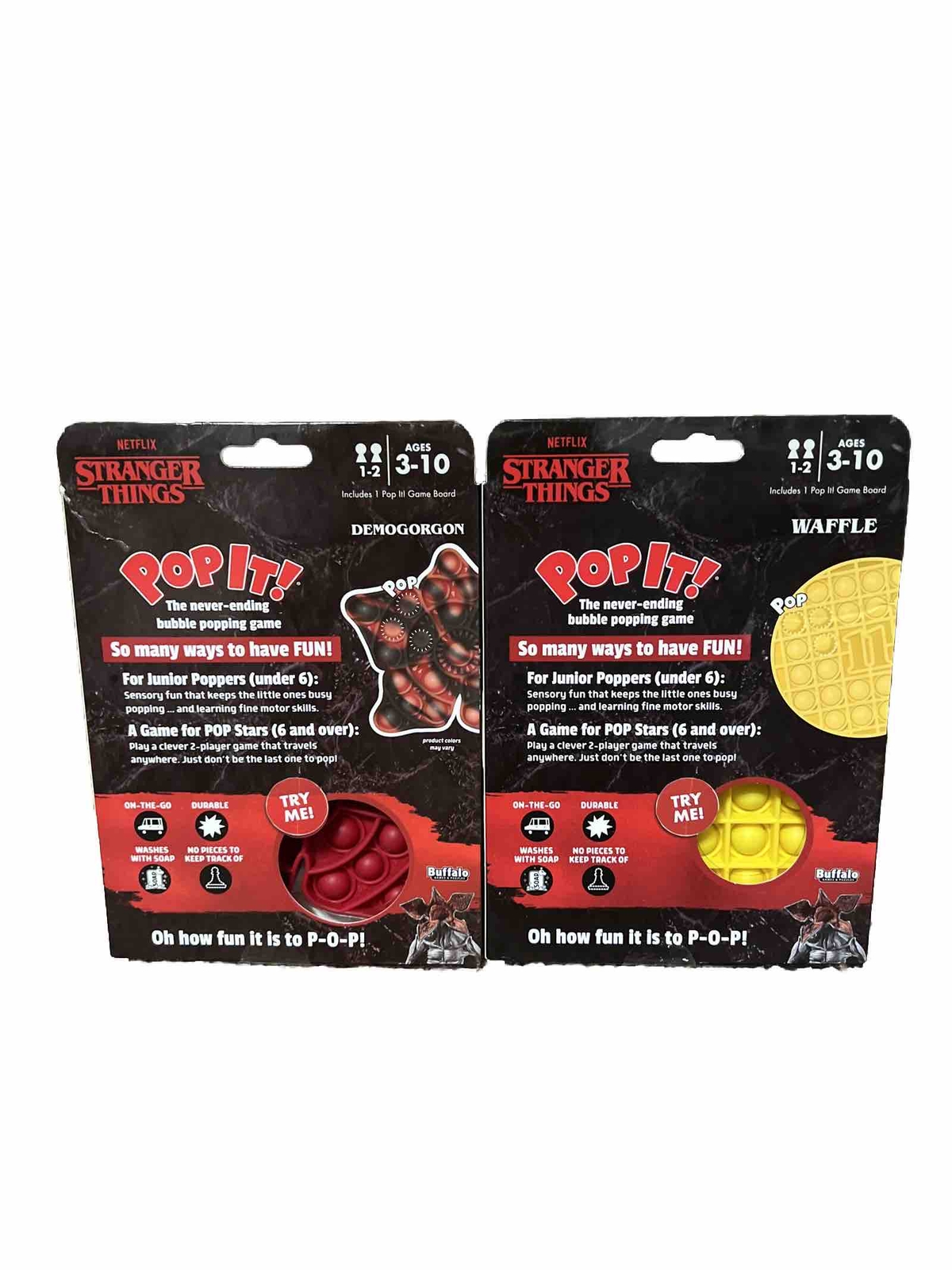 STRANGER THINGS DEMOGORGON & WAFFLE POP-IT! FIDGET TOY NEW