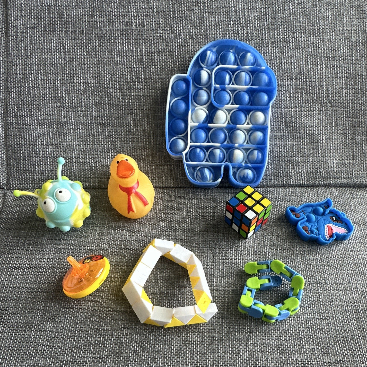 Assorted Sensory Toys Set Pop It Fidget Spinner Rubik’s Cube Animal Figures