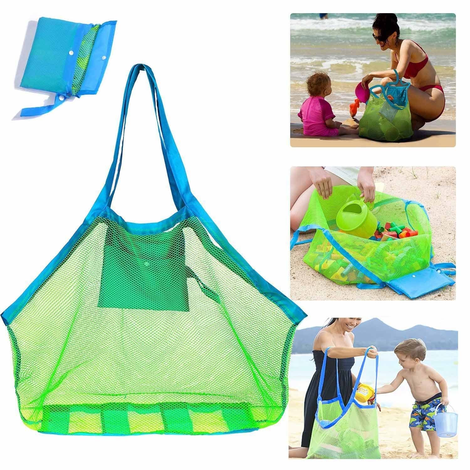 SupMLC Mesh Extra Large Beach Bags and Totes – Holds Toys, X-Large, Green