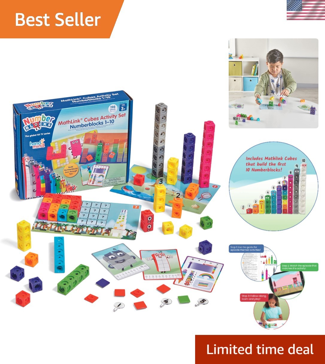 MathLink Cubes Numberblocks 1-10 Activity Set – 30 Engaging Learning Activities