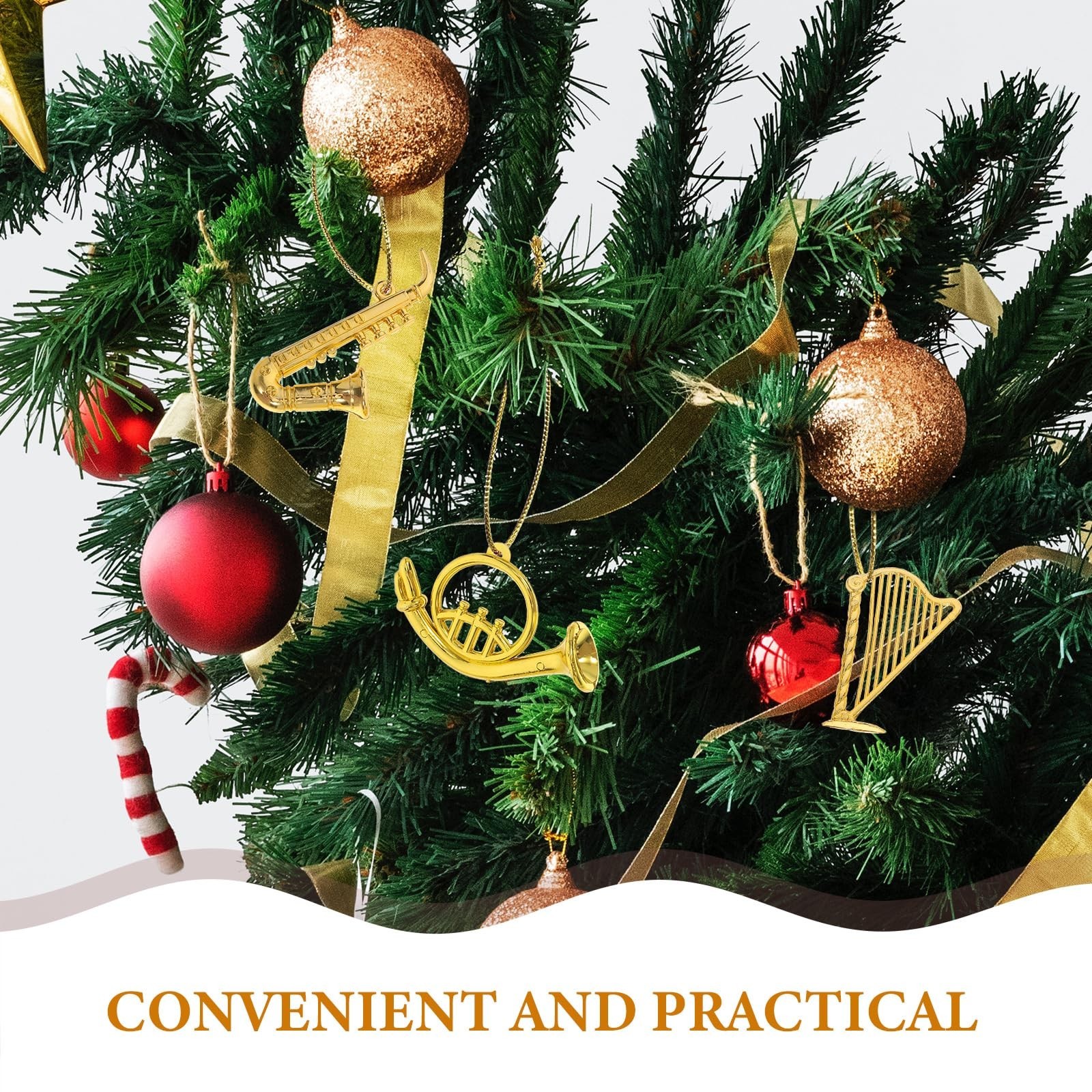 14pcs Christmas Musical Instrument Ornaments Mini Trumpet Saxophone Guitar Mo…