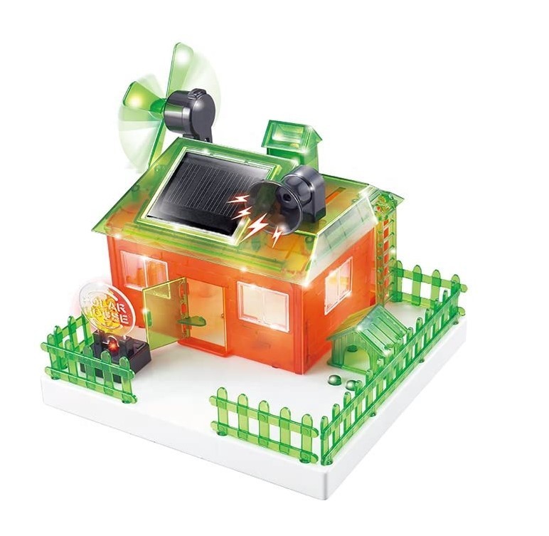DIY Solar Power House STEM Scientific, Windmill, LED Light, Sound – NEW