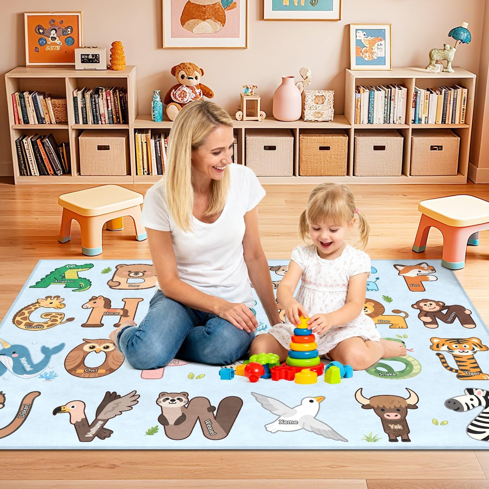 Kids Rugs for Playroom – 2.5×4 Feet ABC Rug for Toddler Children Educational …