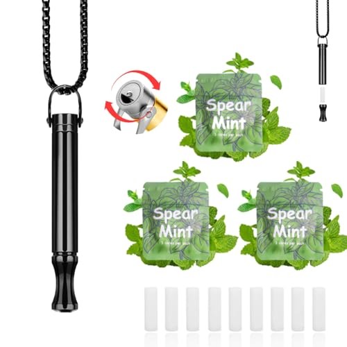 304 Stainless Steel Breathing Necklace to Replace Bad Habit with 9pcs Black