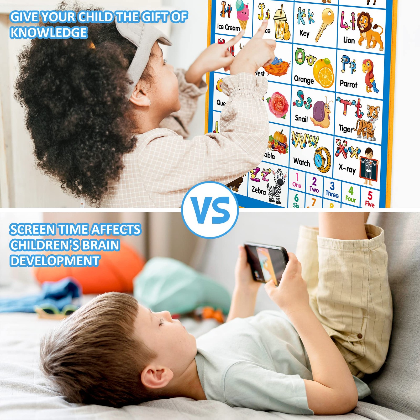 Electronic Alphabet Wall Chart, Talking ABC, 123s, Music Poster, Kids Learnin…