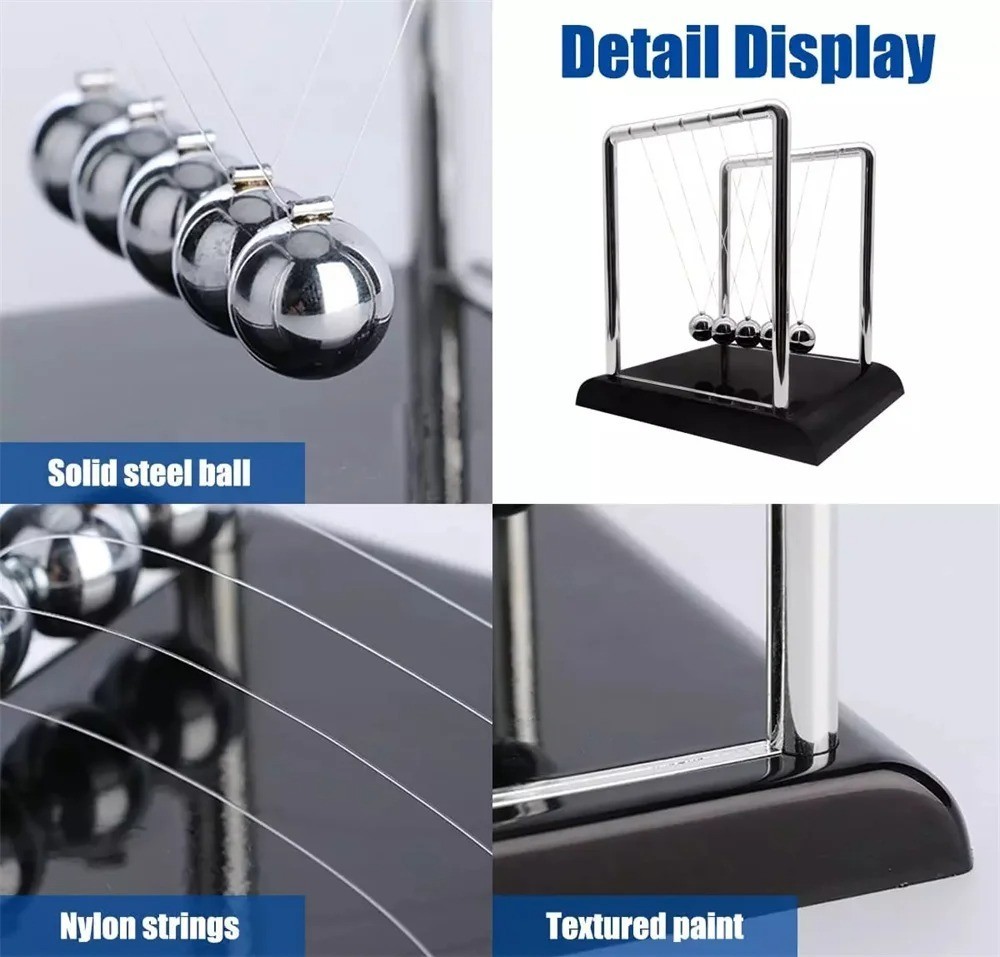 Metal Pendulum Ball Desk Table Decor Physics Science Pendulum Newton Ball Steel