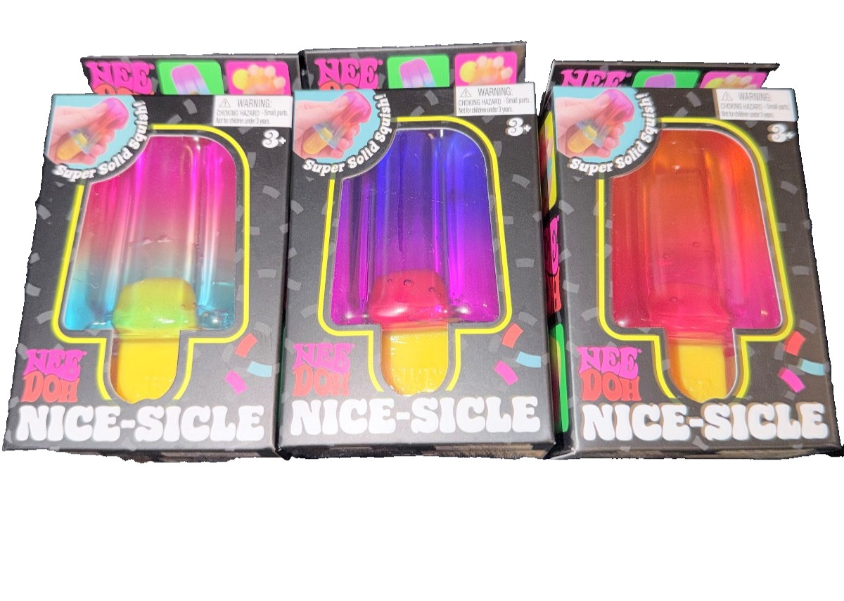 Schylling Nee Doh Nice-Sicle Super Solid Squish Popsicle Squeeze Toy Lot of 3X