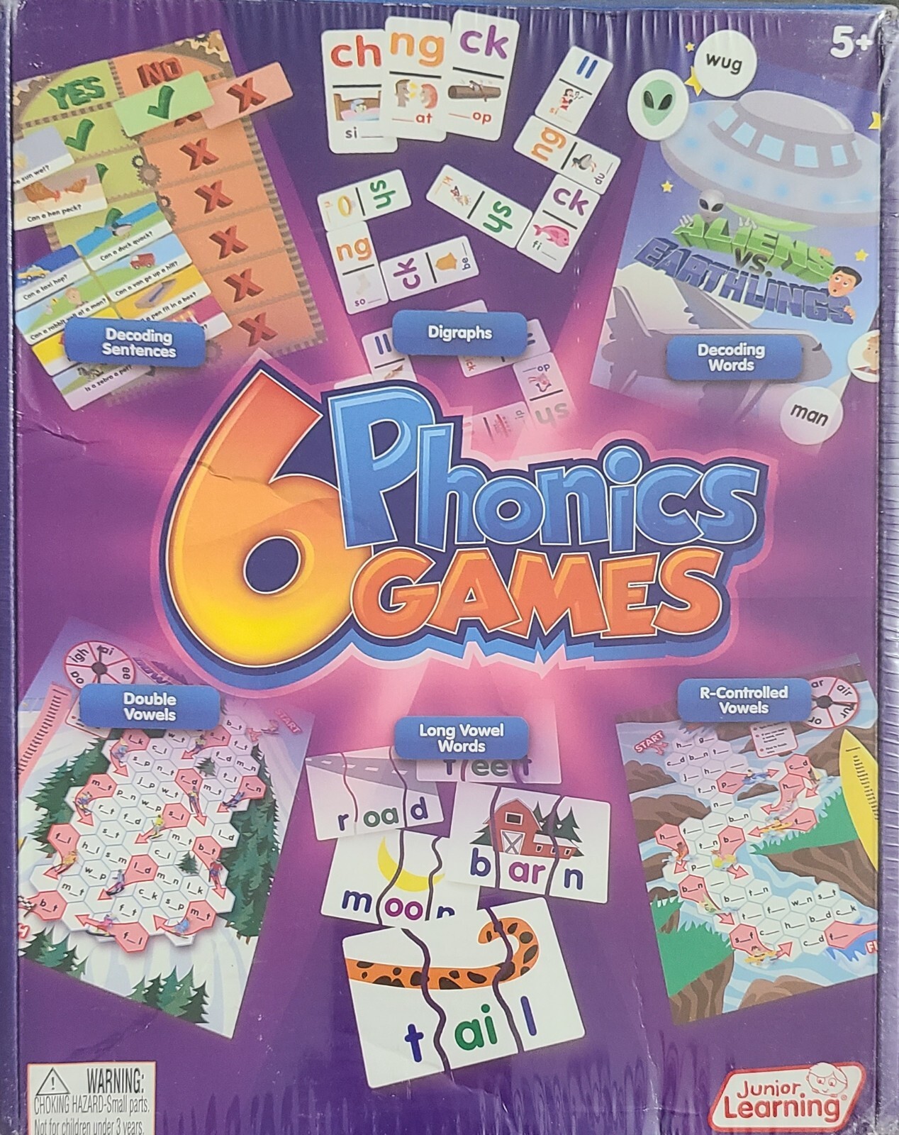 Junior Learning 6 PHONICS GAMES JL401 Vowels Digraphs Words Sentences New Gift
