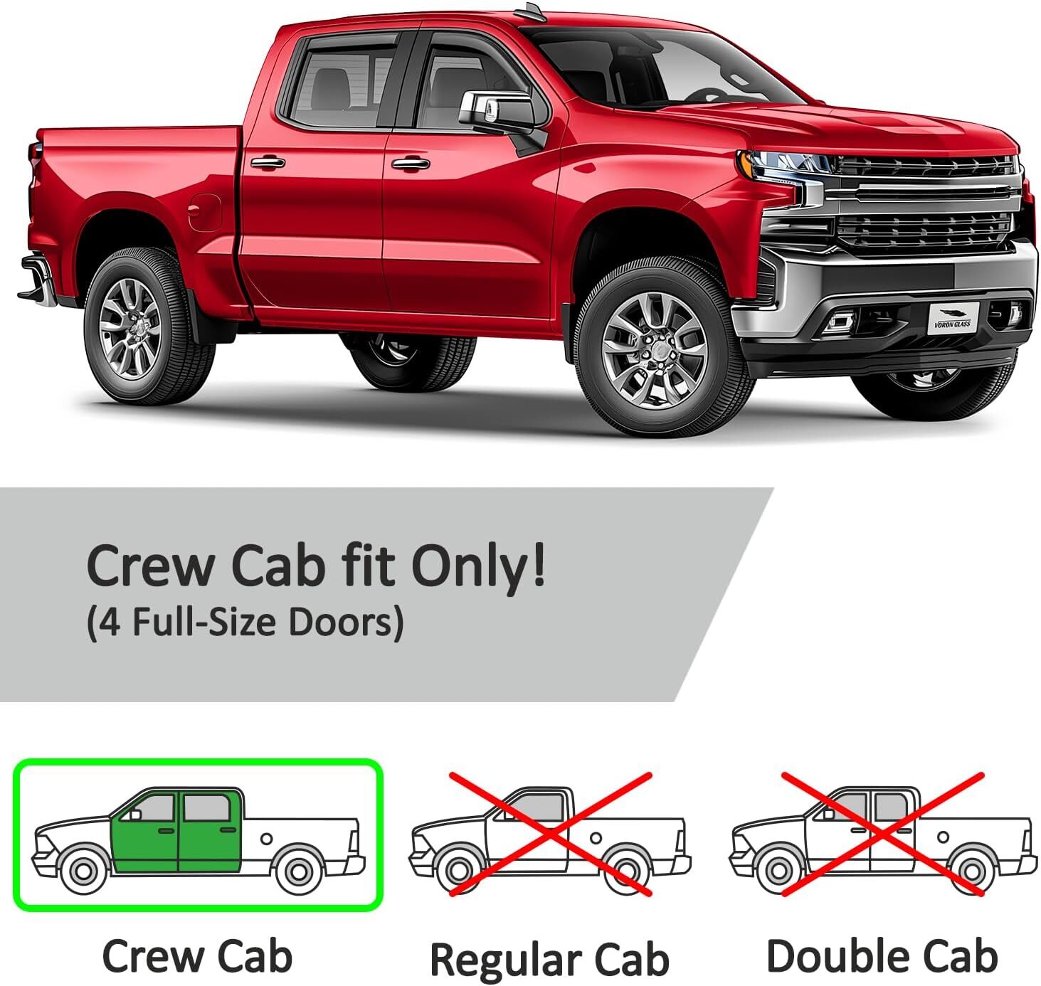 For Malibu 16-24 Voron Glass in-Channel Extra Durable Rain Guards for Chevy