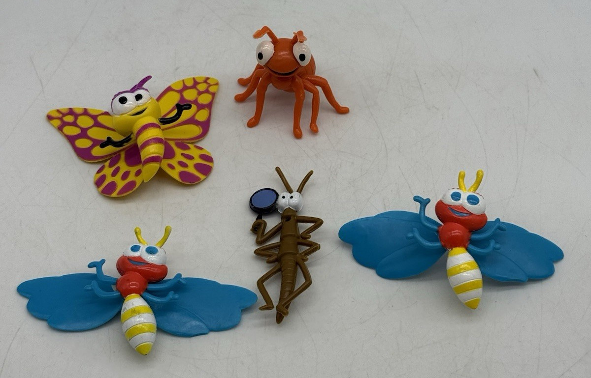 Bible Memory Butterfly Anthropomorphic Toy Insects Plastic Rubber Toy Bug VTG x5