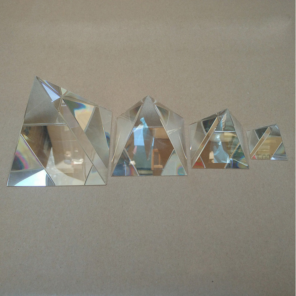 Rainbow Optical Glass Crystal Pyramid Prism for Science Survey Light Spectrum