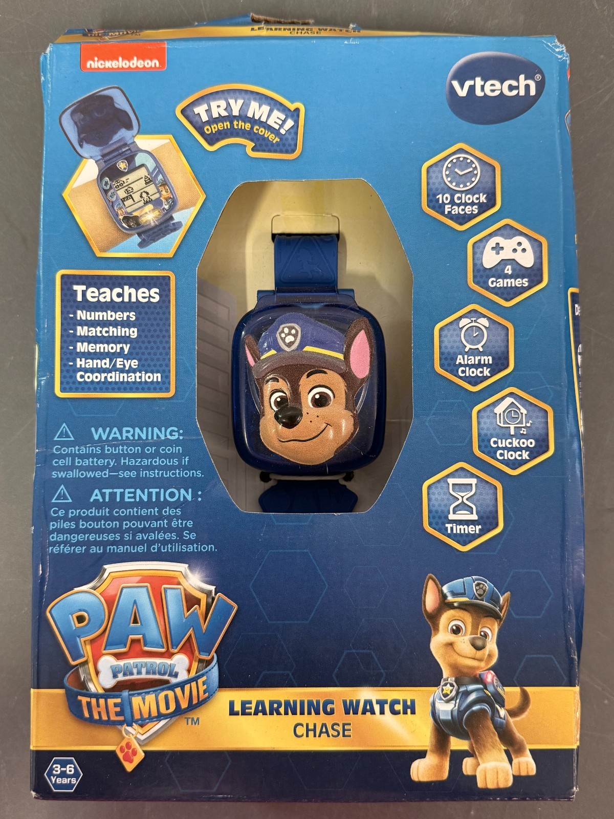 2 Blue Nickelodeon VTech PAW Patrol Movie Chase Teaching/Learning Watches #5255