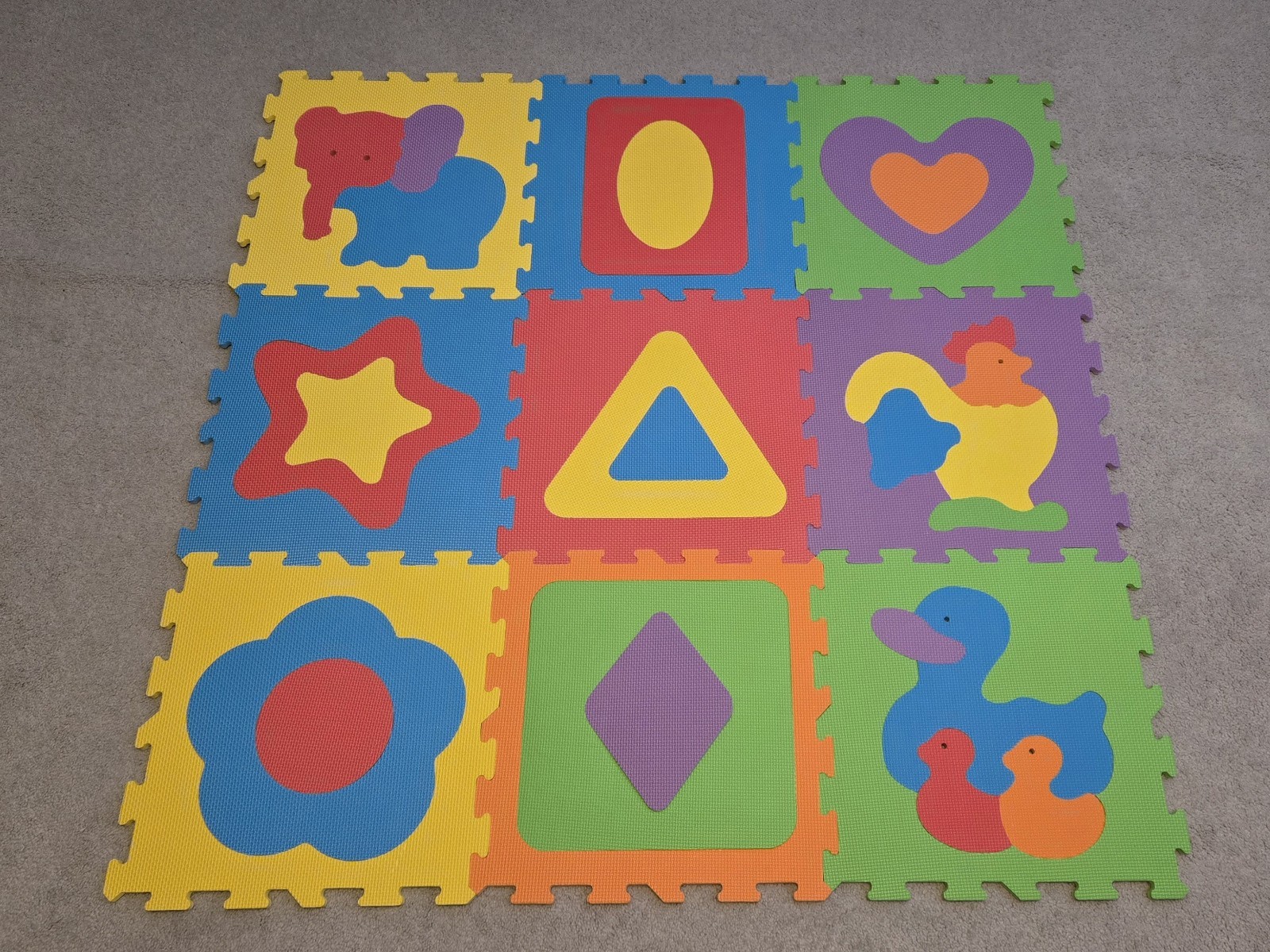Soft Foam Play Mat Baby Floor Tiles Interlocking Kids Playroom 9 Piece