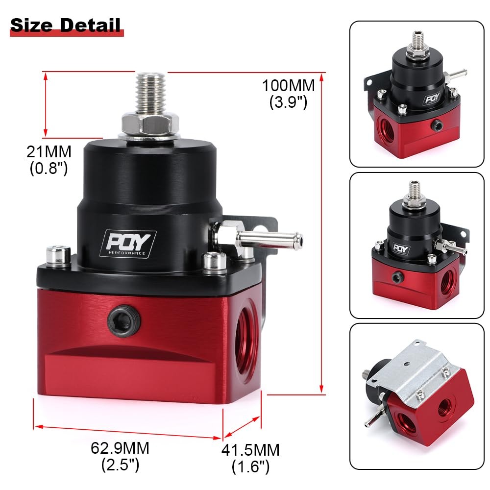 Adjustable EFI Fuel Pressure Regulator Kit 3-70PSI AN8 AN6 Feed Port Universal