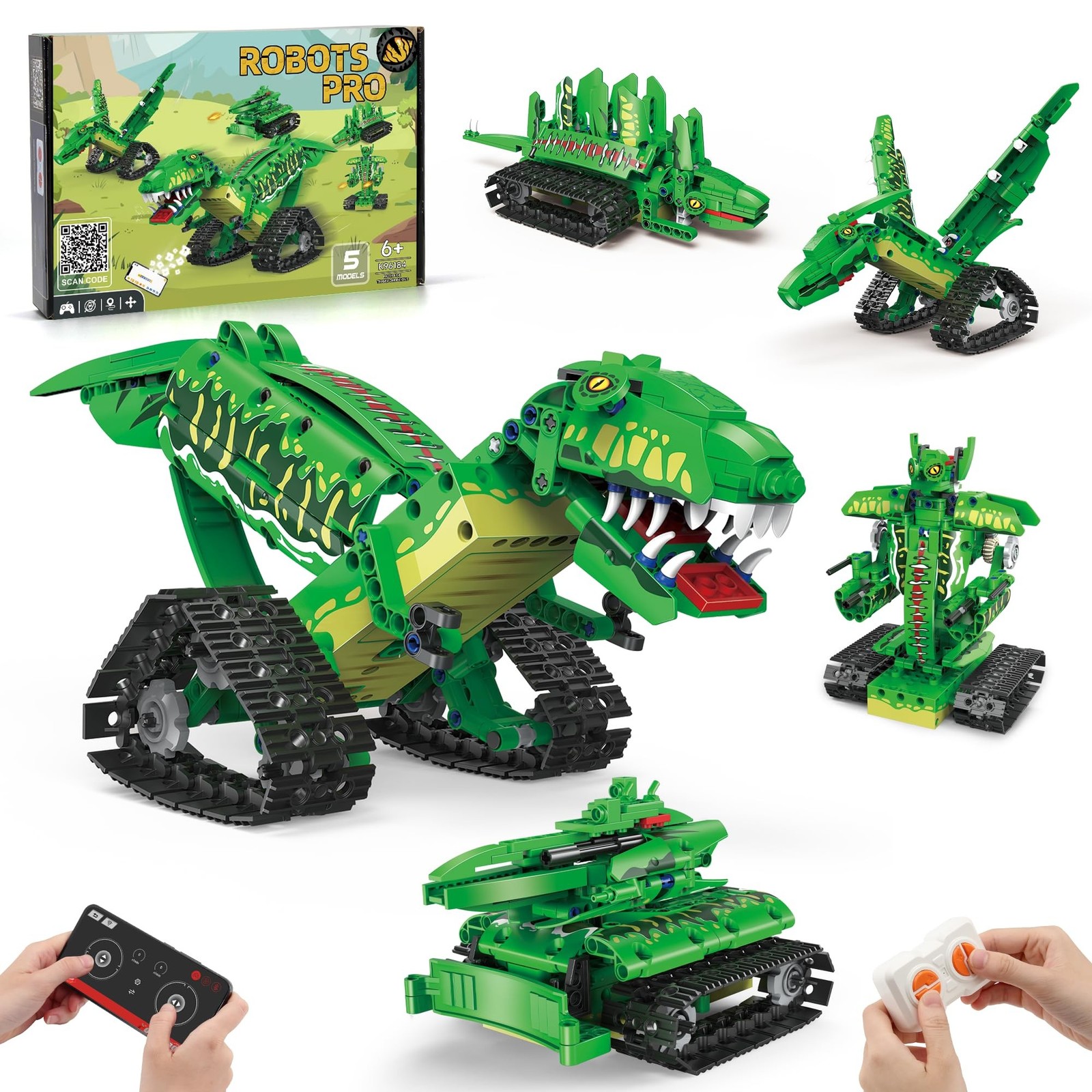 5 in 1 Dinosaur Toy for 6-12 Years Old Kids Boys, Robot Dino Building Set wit…