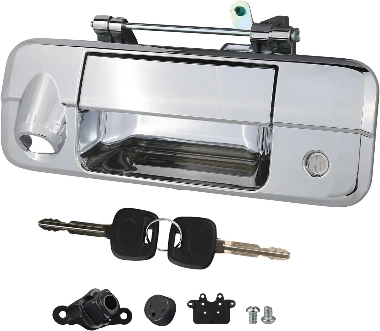 Chrome Tailgate Handle with Rear Camera Hole Liftgate Latch Handle with Key Lock