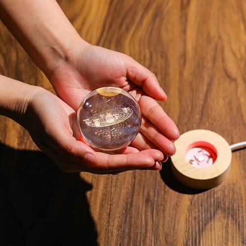 3D Crystal Ball with LED Colorful Lighting Touch Base Model Decor Solar System