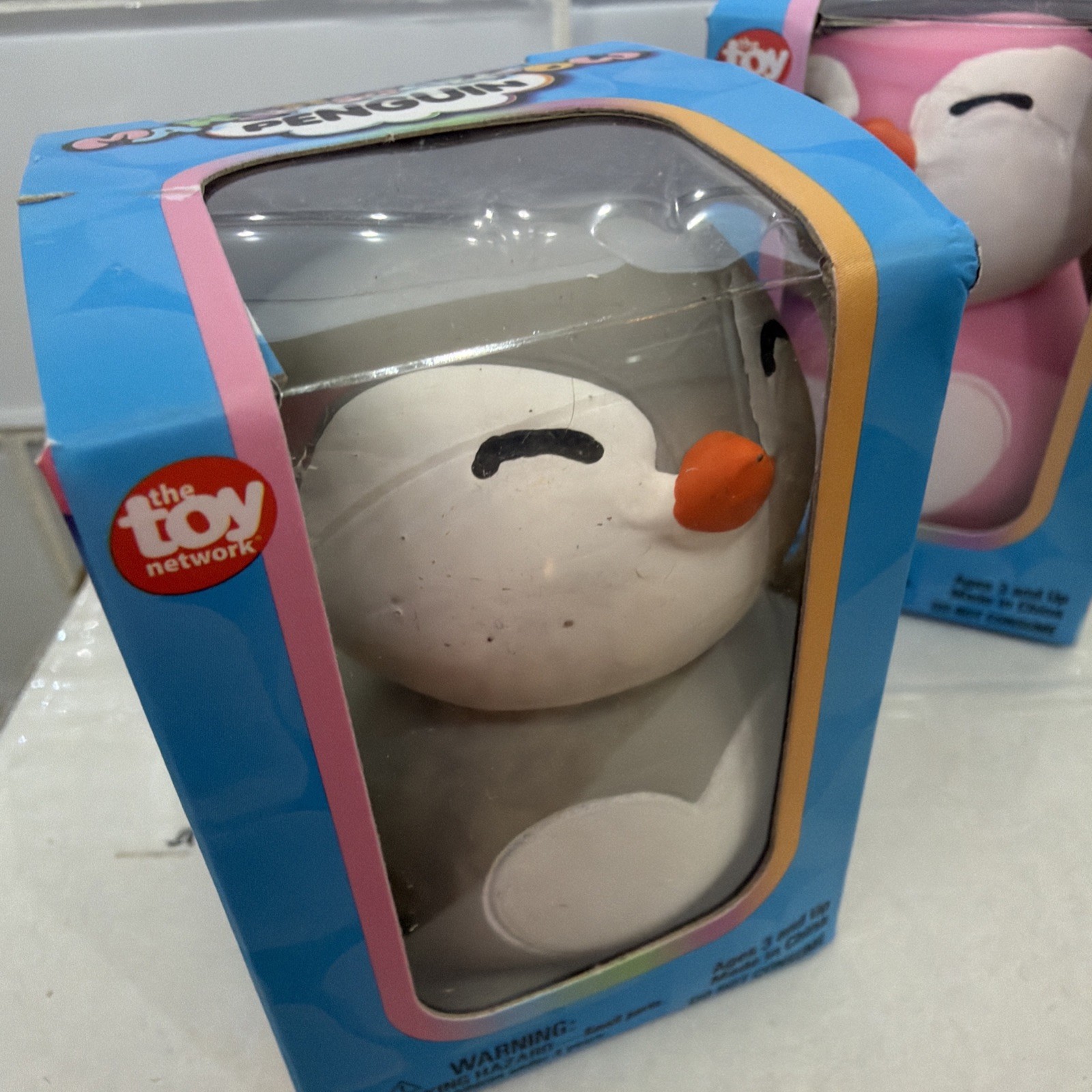Marshmallow penguin The Toy Network Squishy Stress Fidget SET OF 2 PINK & GRAY