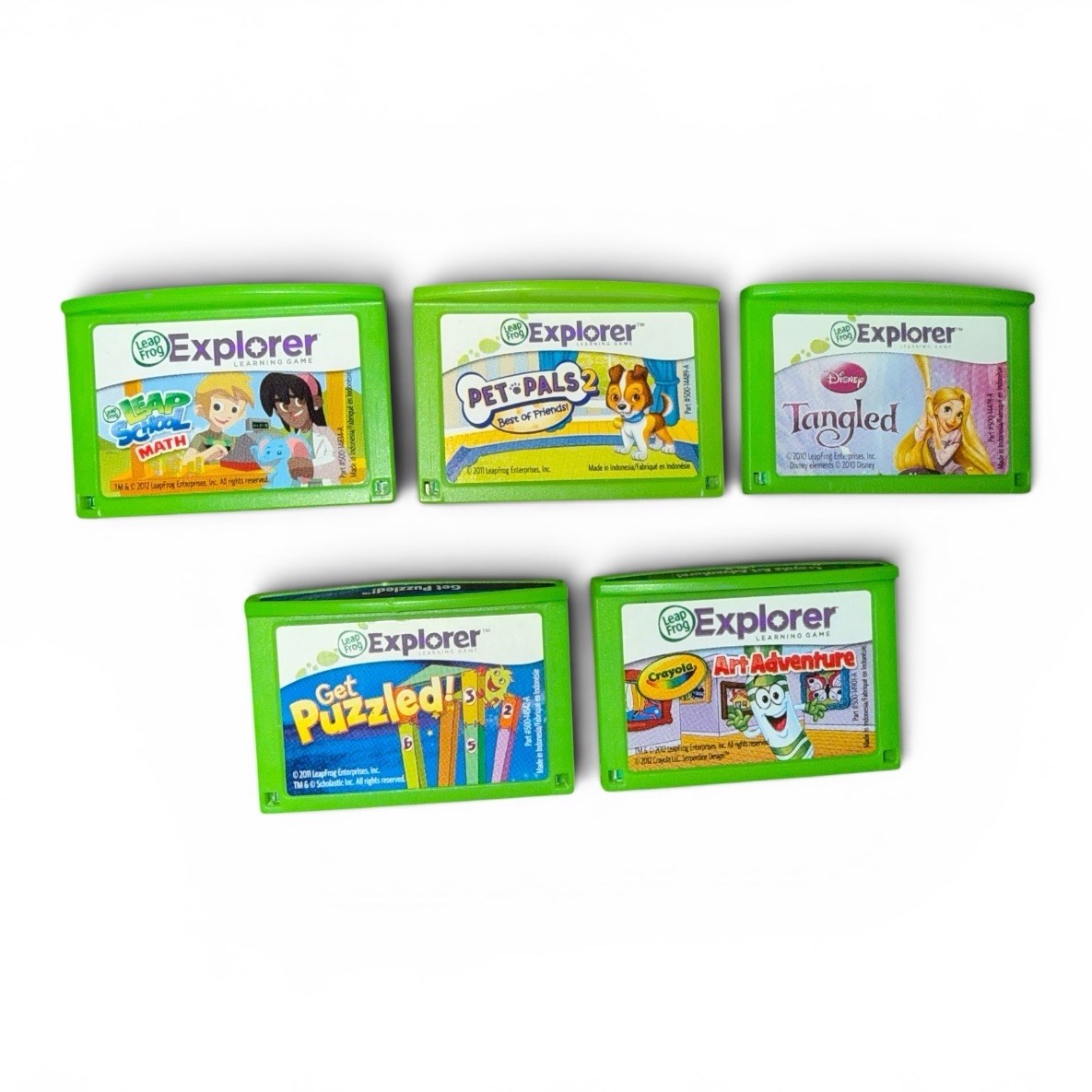 LeapFrog Explorer Learning Game Cartridge Lot Tangled Pet Pals Crayola 5pc Lot
