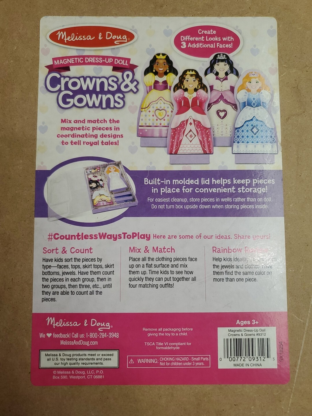 Mellisa & Doug Chunky Wood Safari Puzzle & Crowns & Gowns Magnetic Dress-up Doll