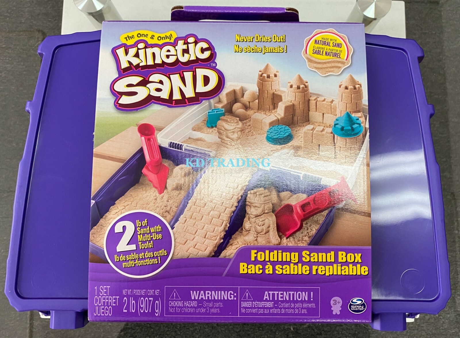 SPIN MASTER Kinetic Sand ~ Portable Folding Sandbox Magic Sand Castle Play Set
