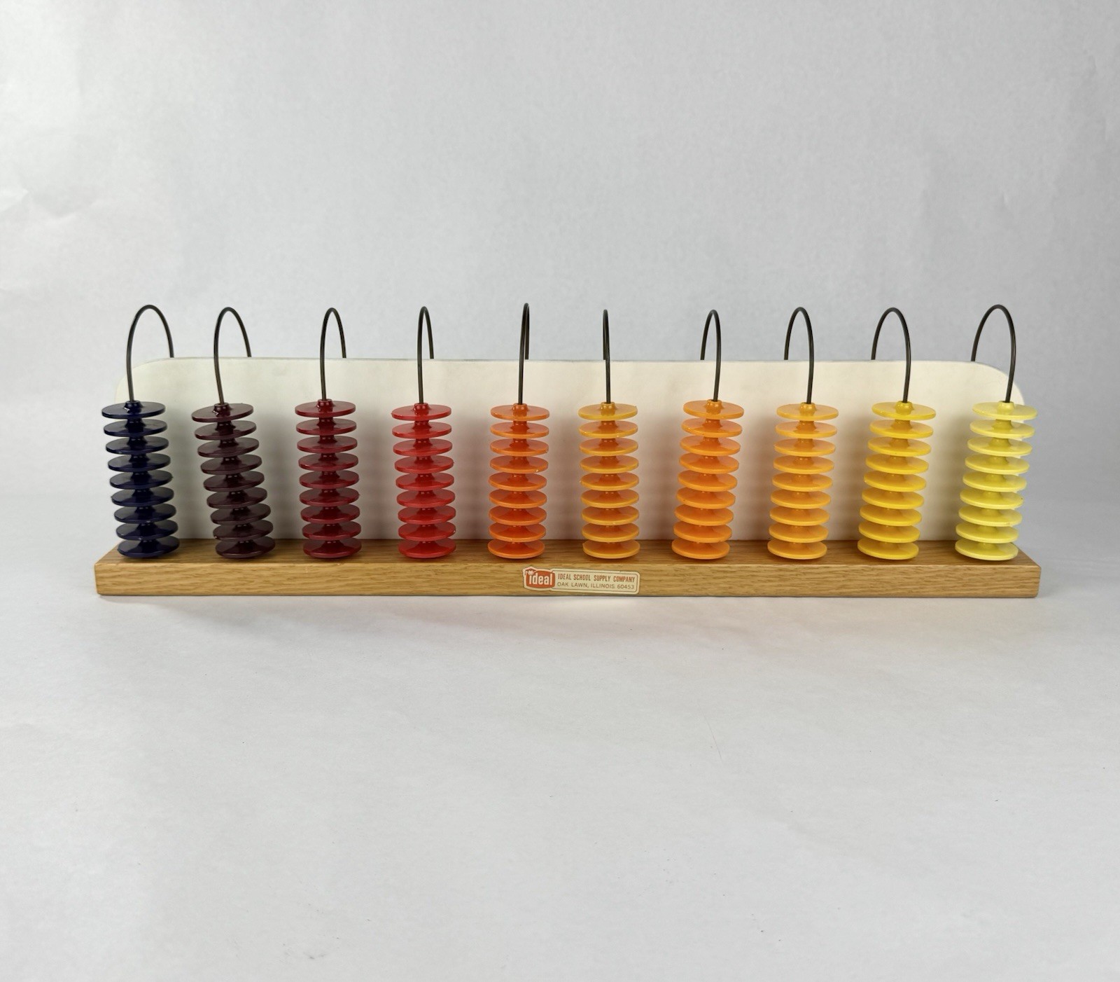 Vintage Ideal School Supply Co MCM Abacus Rainbow 1950’s Montessori Toy Wood 20”