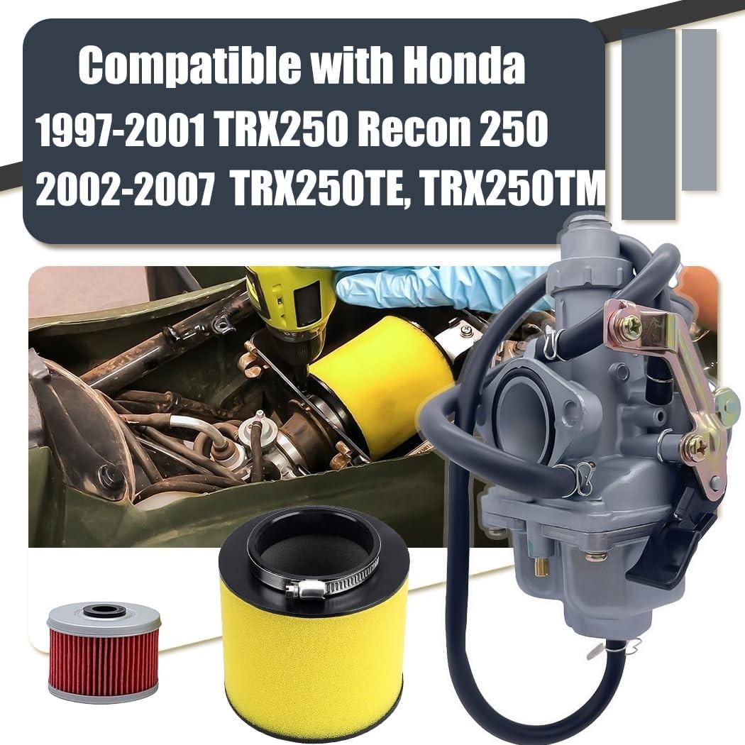 Recon 250 Carburetor with Fuel Tank Petcock Valve Set Fits for Honda TRX 250 Rec