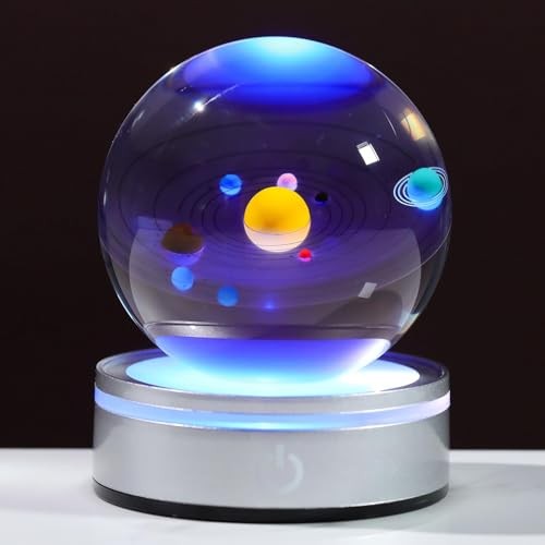 Arikyrist 3.15in. 3D Solar System Crystal Ball, Outer Space Astronomy Gifts