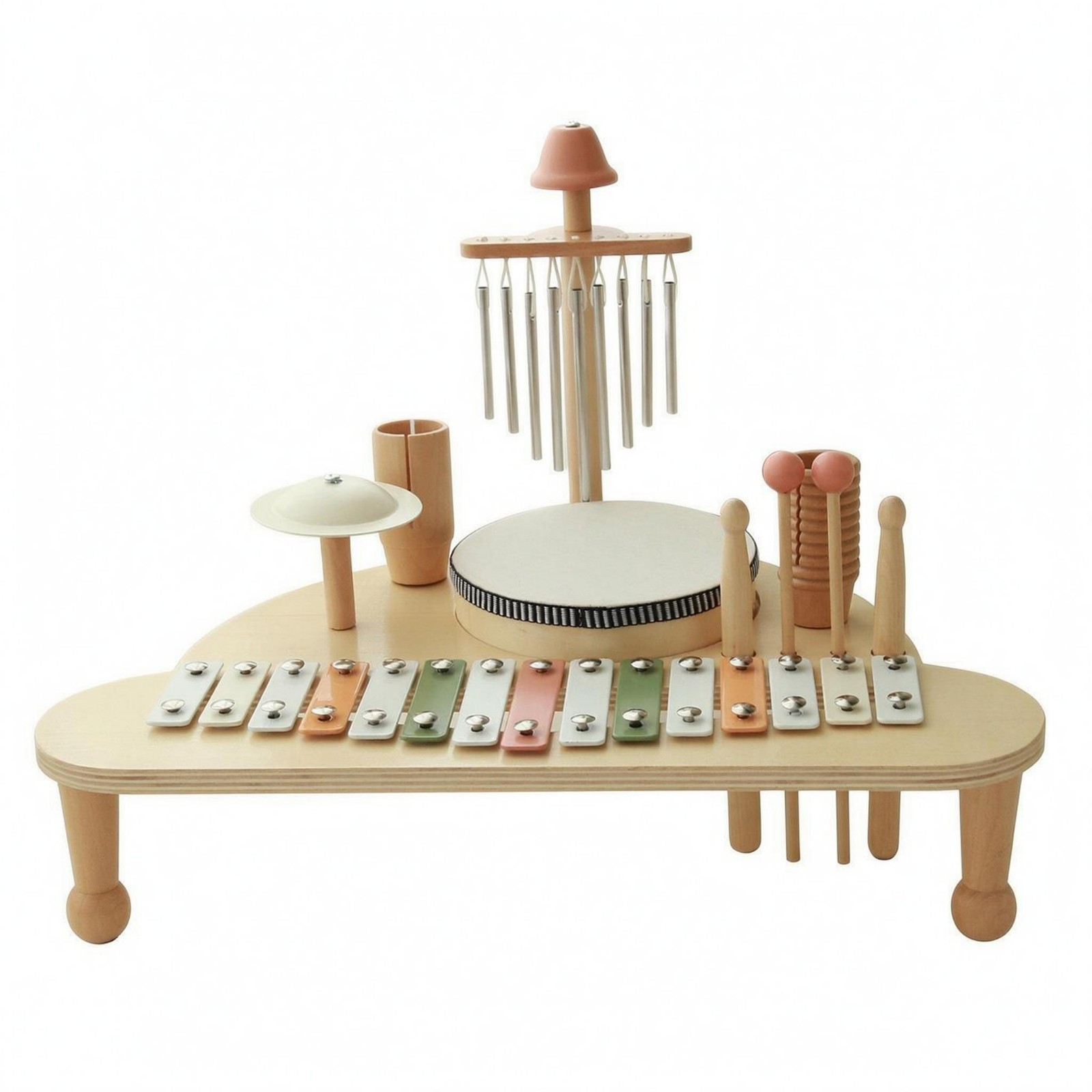 Wooden Musical Activity Stand Natural Wood Wooden Percussion Toy Painted