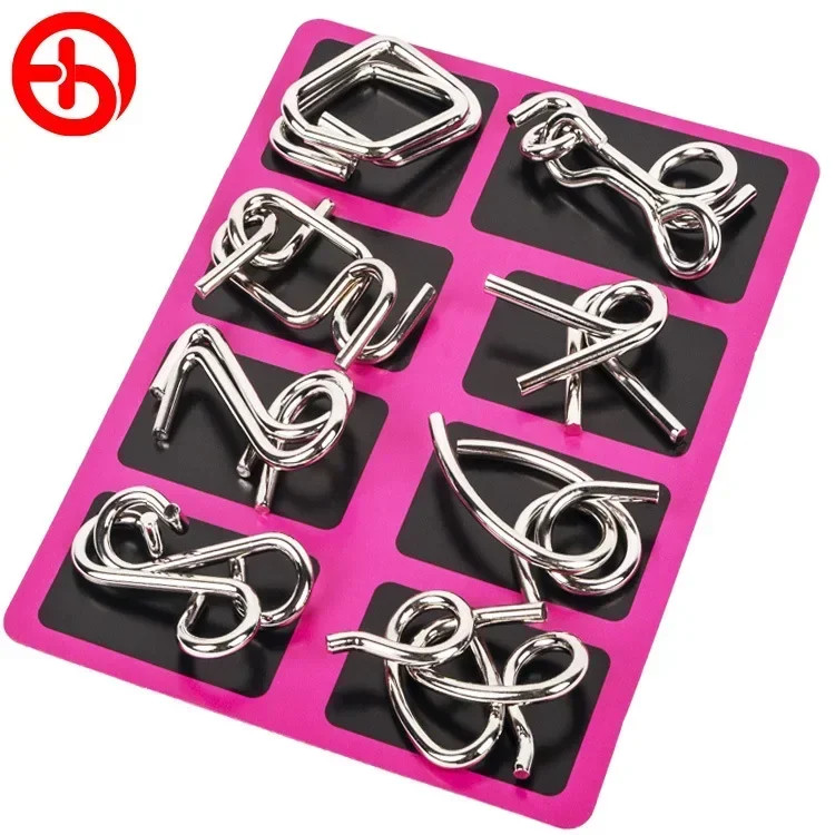 8 Pcs Metal Montessori Wire Mind Brain Teaser Educational Interactive Game Toy