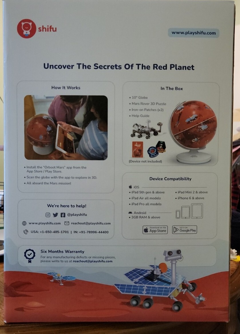 SHIFU ORBOOT STEM PLANET MARS GLOBE INTERACTIVE GLOBE AGES 6 And Up Outer Space