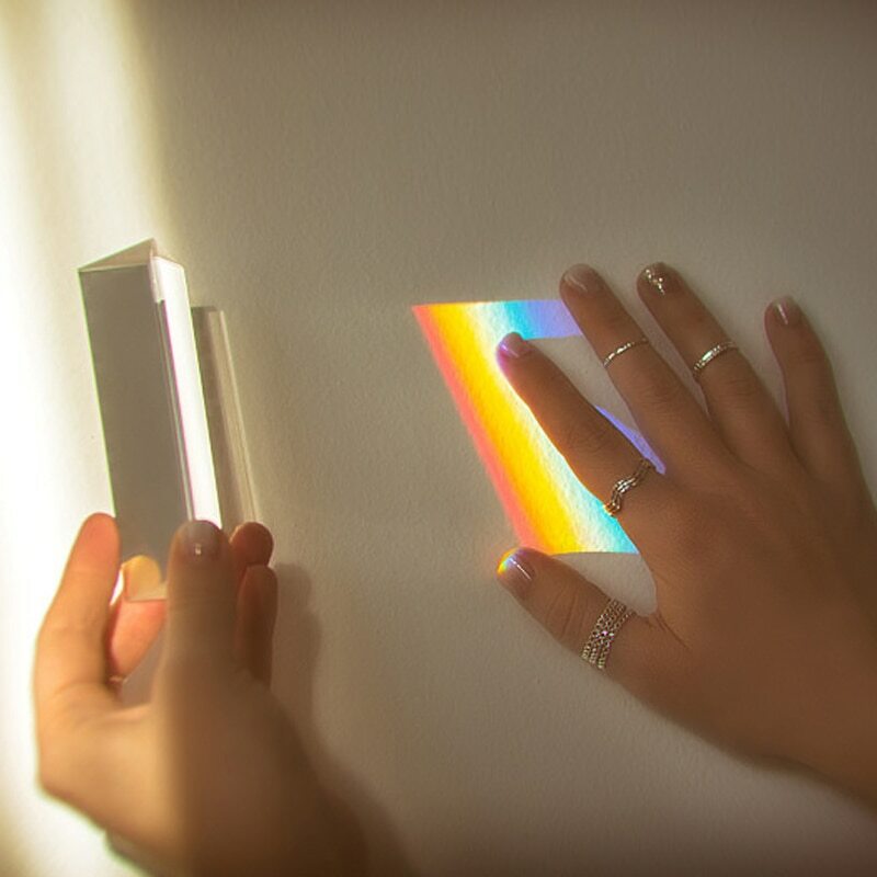Optical Triangular Prism Physics Teaching Refracted Light Spectrum 25x25x80mm