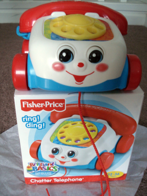 FISHER PRICE,BABY & TODDLER CHATTER TELEPHONE,PUSH,PULL TOY,EYES MOVE,WHEELS,NEW