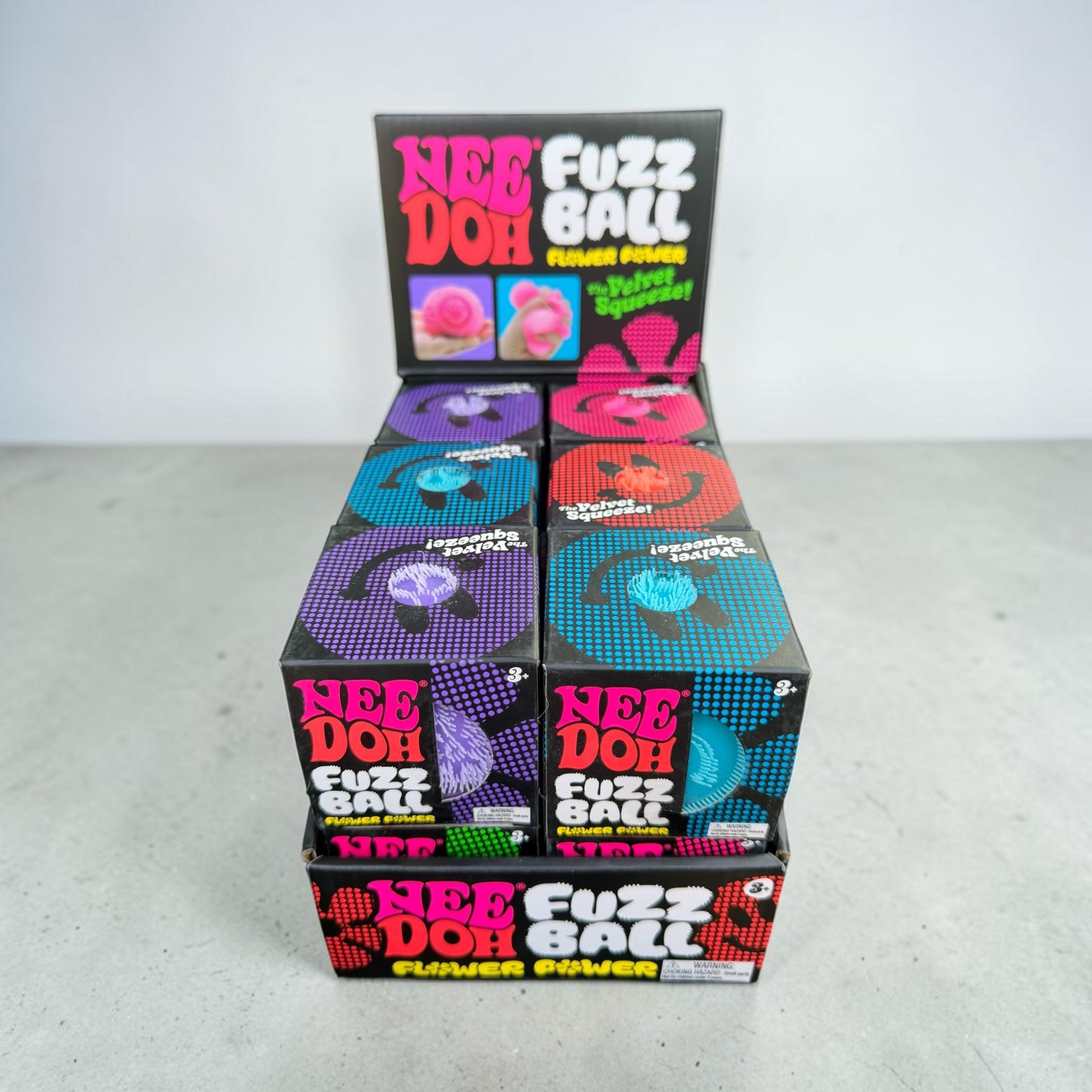 Schylling NeeDoh Nee Doh Fuzz Ball Flower Power Lot of 12 with Display Box NEW🔥
