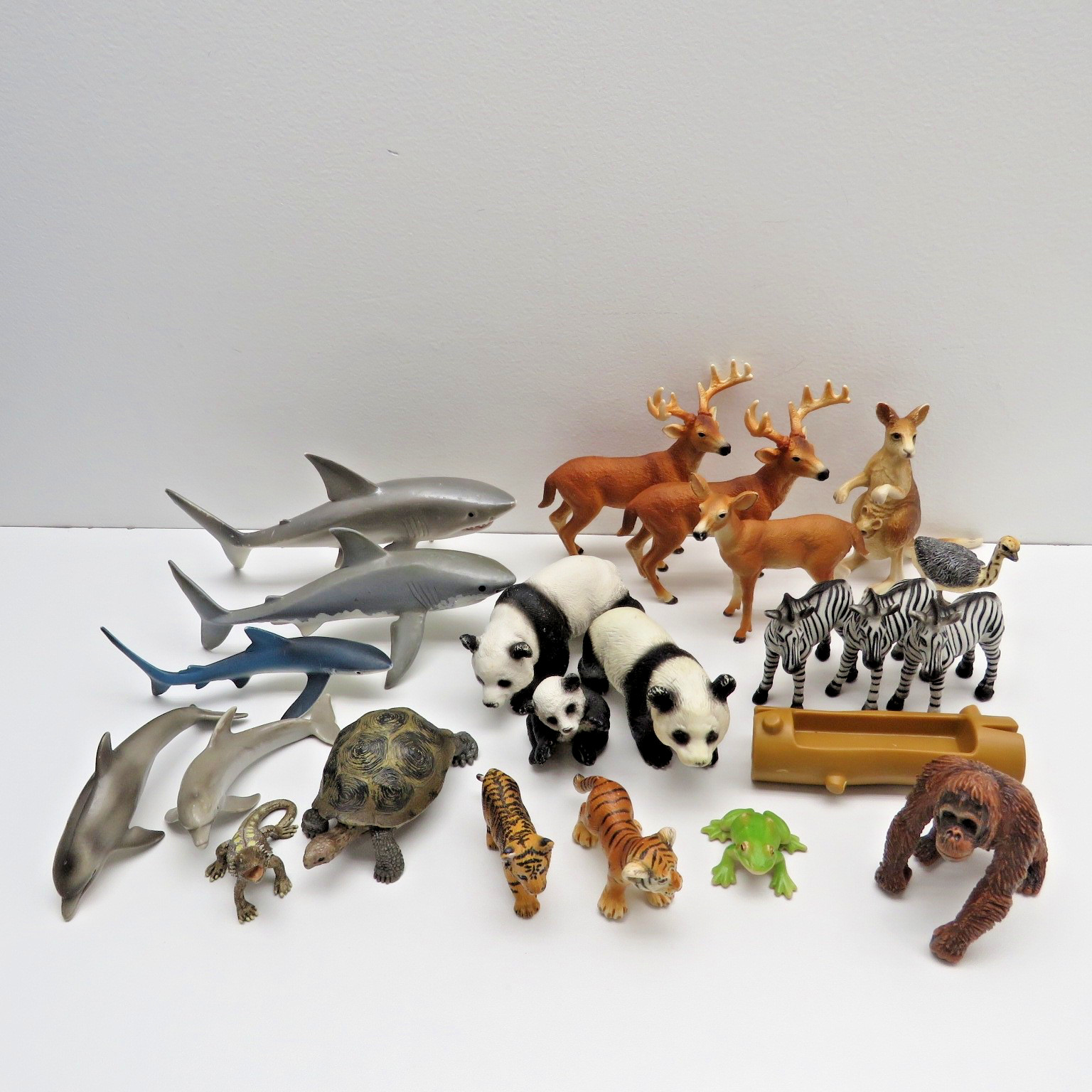 Lot of 22 Schleich Wild Animals, Sea Creatures & Reptiles Panda Deer Shark Zebra