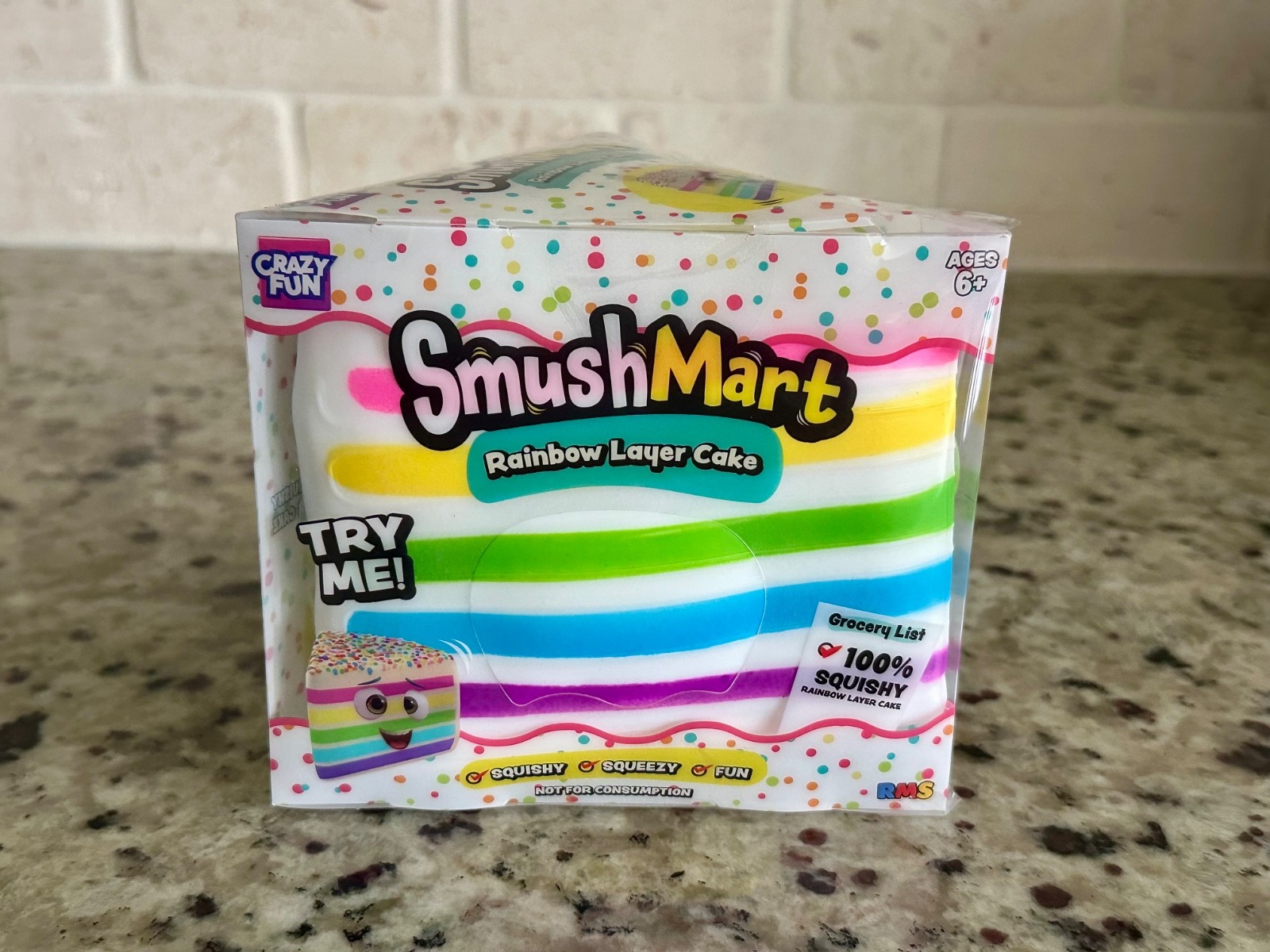 RMS Crazy Fun Smush Mart Rainbow Layer Cake Squishy Sensory Toy Viral 5″