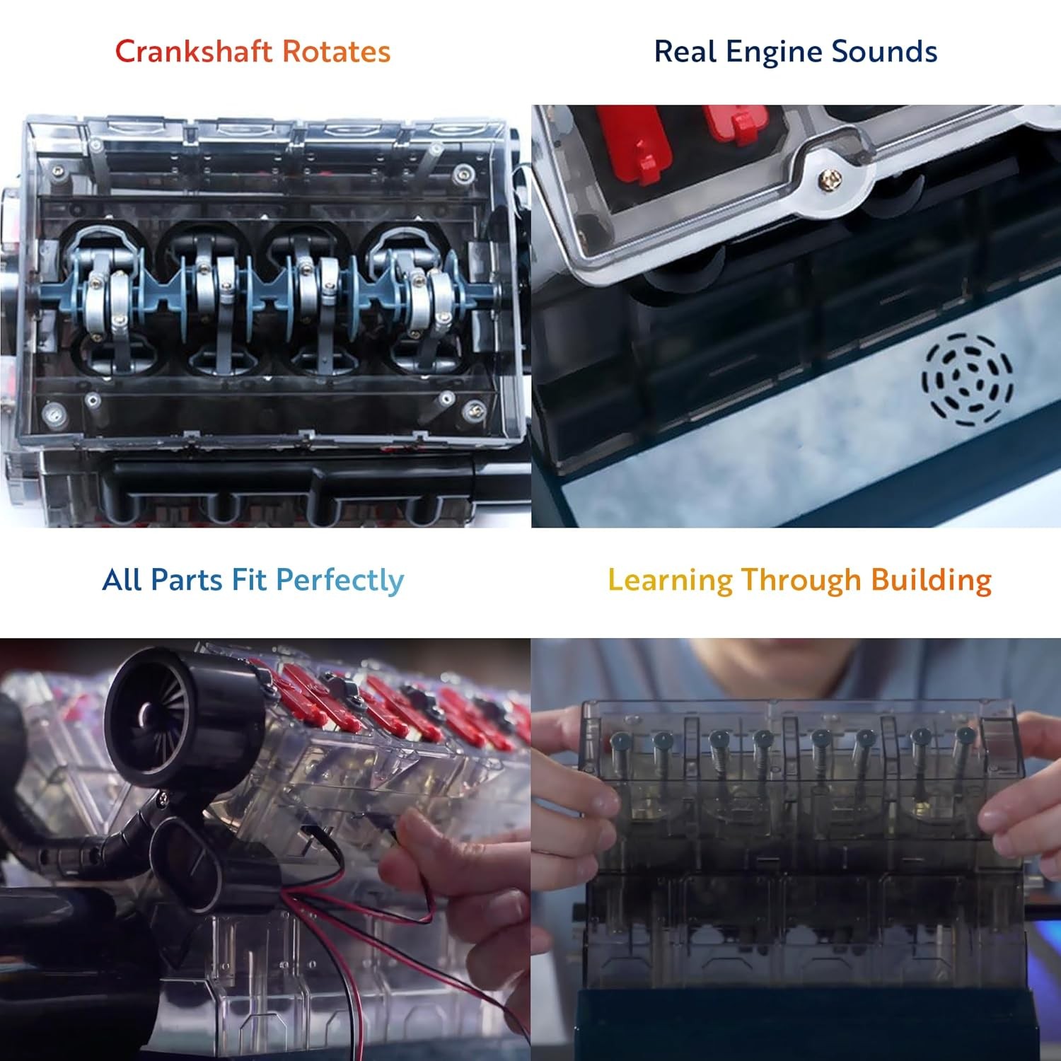 Playz Running V8 Engine Model STEM Building Kit